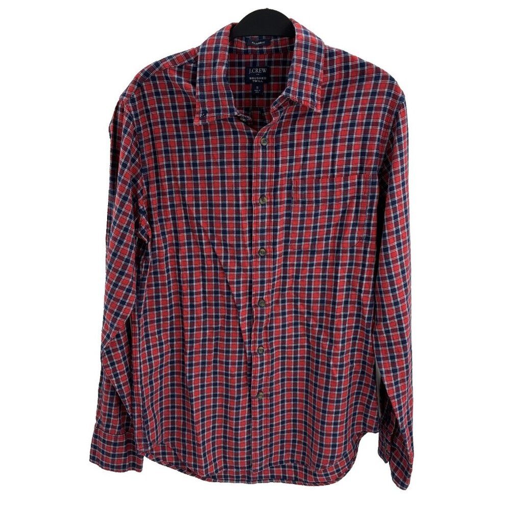 J Crew Mens Brushed Twill Plaid Button Up Shirt Long Sleeve Cotton Size S - Picture 2 of 6